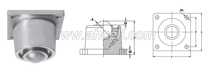 IK-B Flanged Solid Steel Ball Caster Transfer Unit