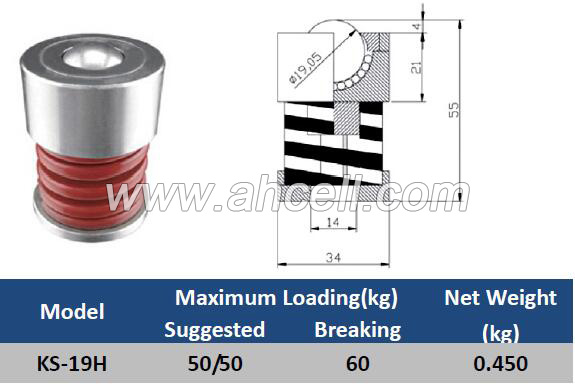 KS-19H Spring Shock Loading Ball Roller Caster