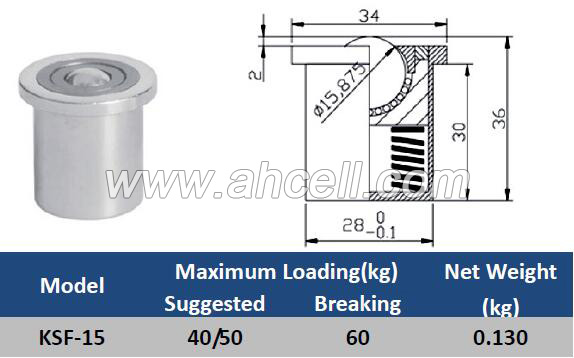 KSF-15 Spring Shock Loading Ball Roller Caster