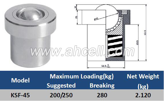 KSF-45 Spring Shock Load Ball Caster Roller Transfer Unit