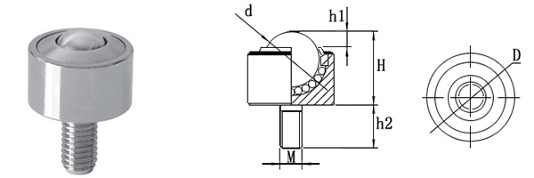 KSM FL Bolt Solid Steel Ball Roller