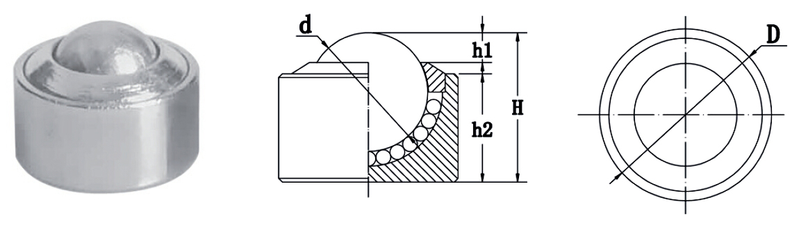 KSM Ball Transfer Unit Solid Steel Ball Roller