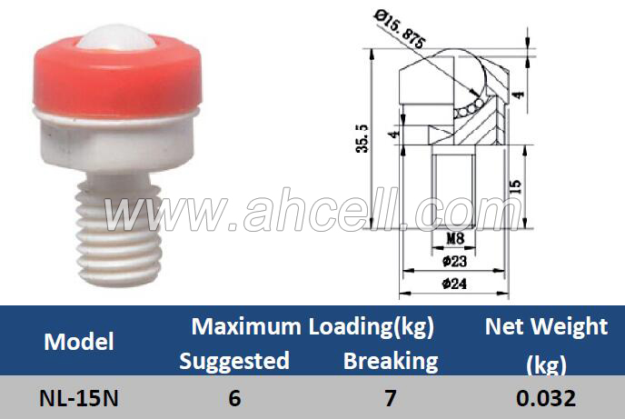 NL-15N Thread Stud Plastic Ball Transfer Unit