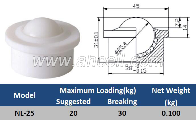 NL-25 Drop-in Plastic Ball Transfer Unit