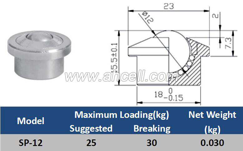 SP-12 Miniature Ball Caster Roller Ball Transfer unit