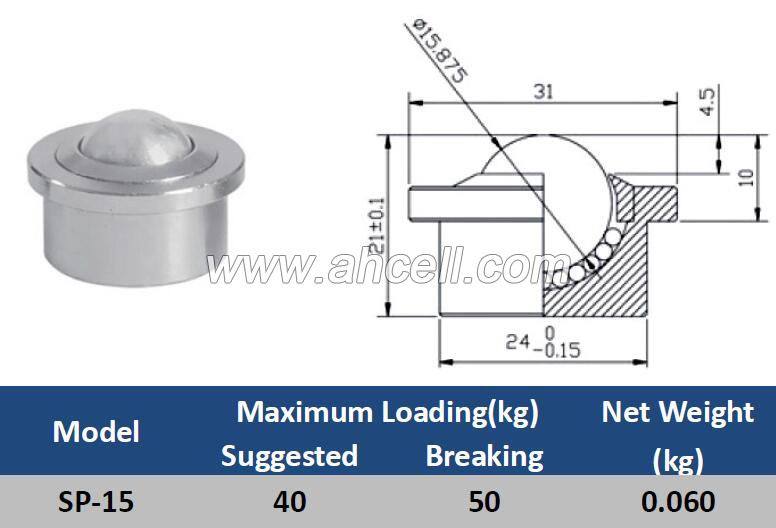 SP-15 Solid Steel Ball Caster Roller Ball Transfer unit