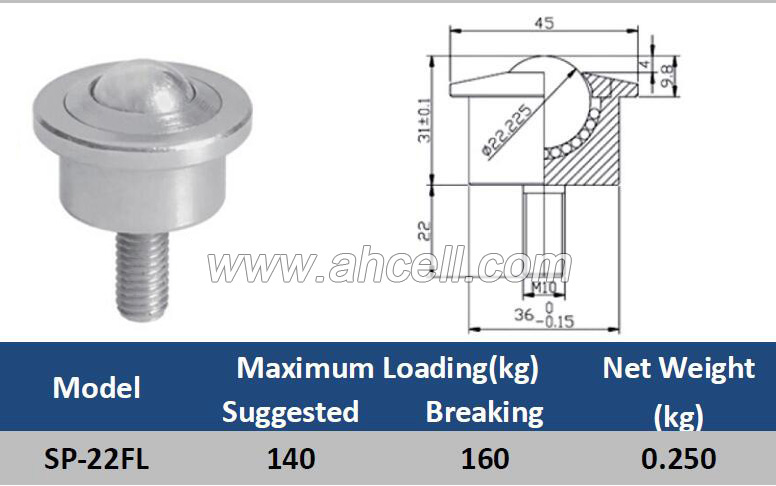 SP-22FL Bolt Ball Caster Roller Ball Transfer unit