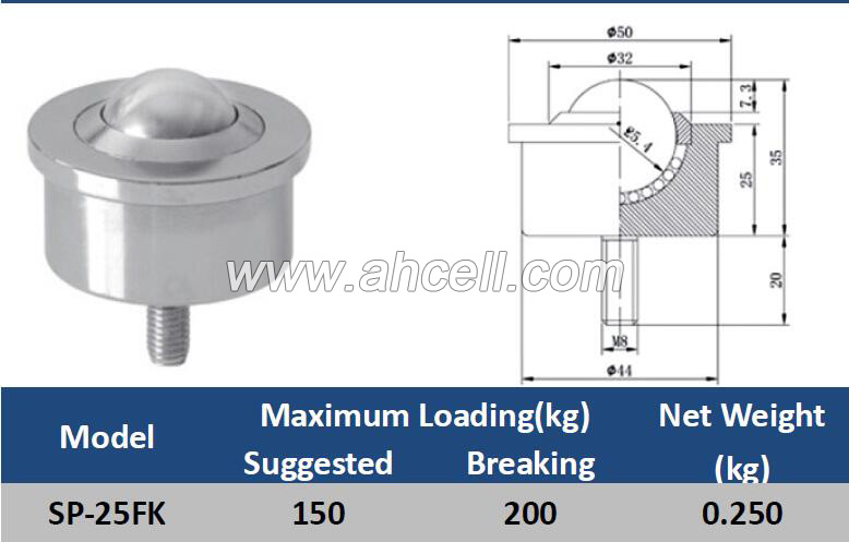 SP-25FK Bolt Ball Caster Roller Ball Transfer unit