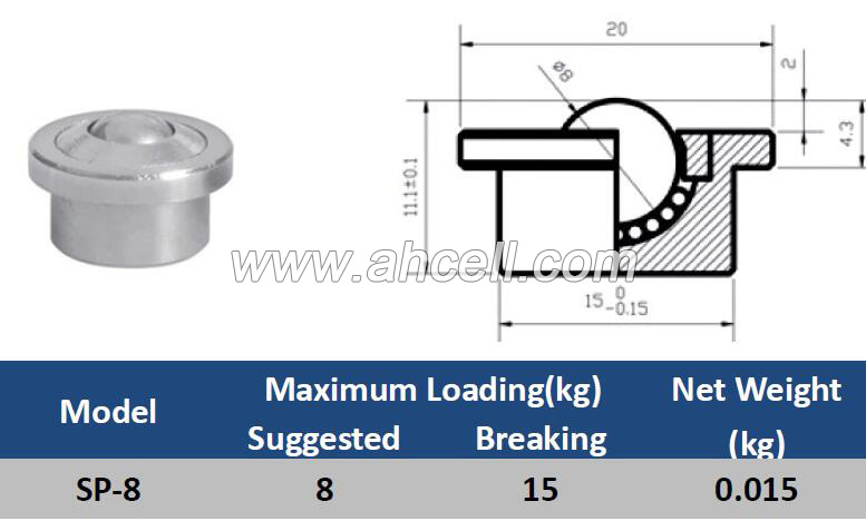 SP-8 Miniature Ball Caster Roller Ball Transfer unit